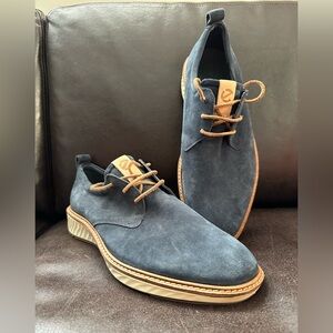 Ecco Dark Blue Suede Lace-Up Derbys